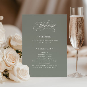 Programme Vert sage Accueil Mariage Luxe Classique