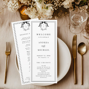 Programme Vintage Crest Victorian French Bow Mariage officie