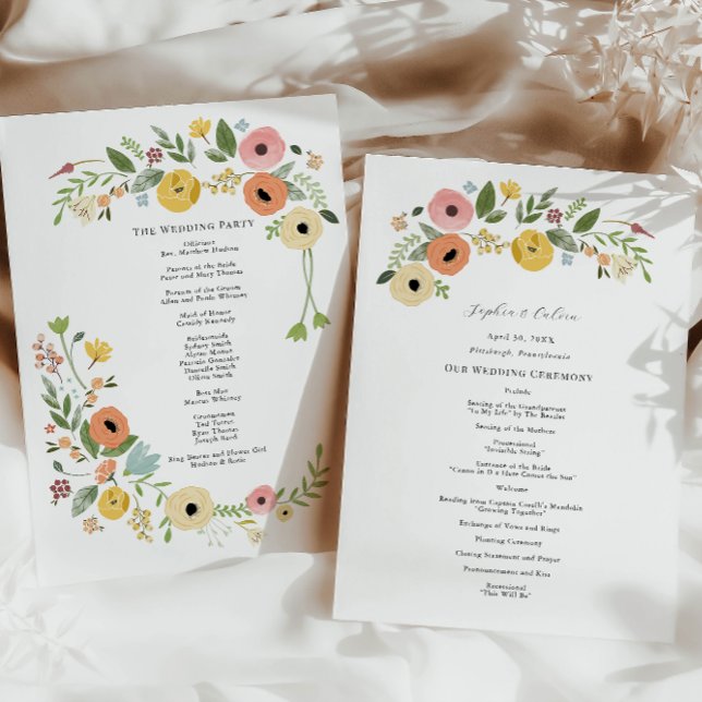 Programme vintage de cérémonie des Mariages florau (Créateur téléchargé)