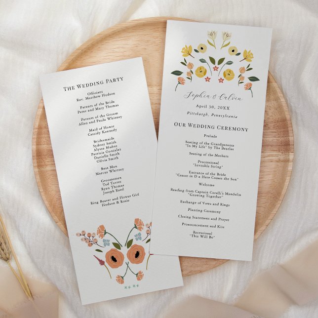Programme vintage de cérémonie des Mariages florau (Créateur téléchargé)