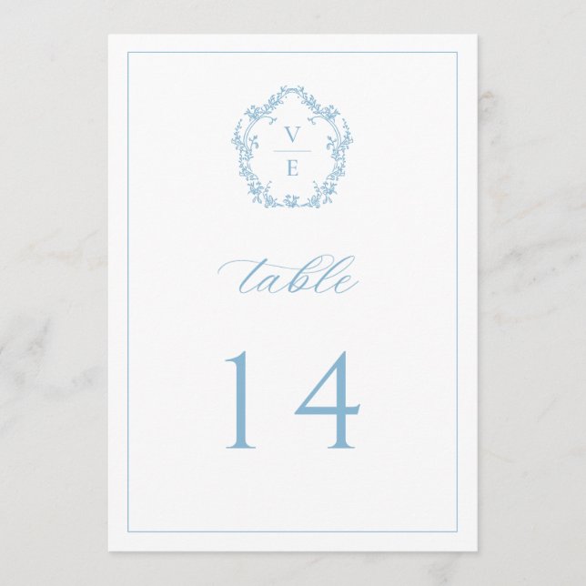 Programme Vintage Monogramme Crest Light Blue Table Numéro (Devant)