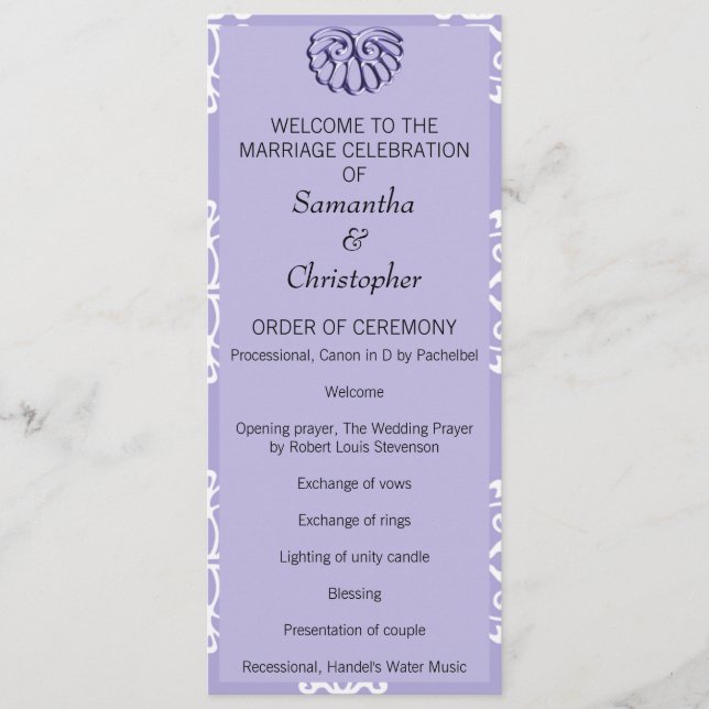 Programme Violet Blue Mariage damassé (Devant)