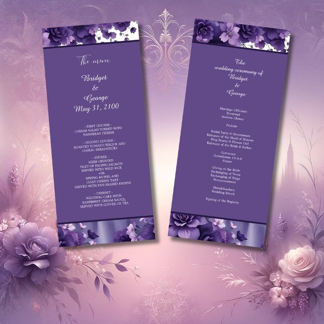 Programme violet & Lavande Mariage Floral Esthétique (Créateur téléchargé)