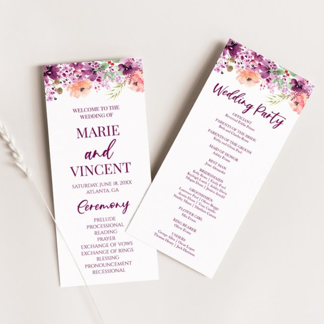 Programme Violet Magenta Purple Floral Fleurs Mariage (Créateur téléchargé)