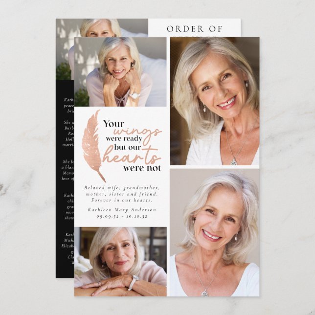 Programme Vos ailes étaient prêtes Ordre du service Photo (Devant / Derrière)
