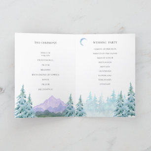 Programme Watercolor Mountains Rustic Forest Mariage