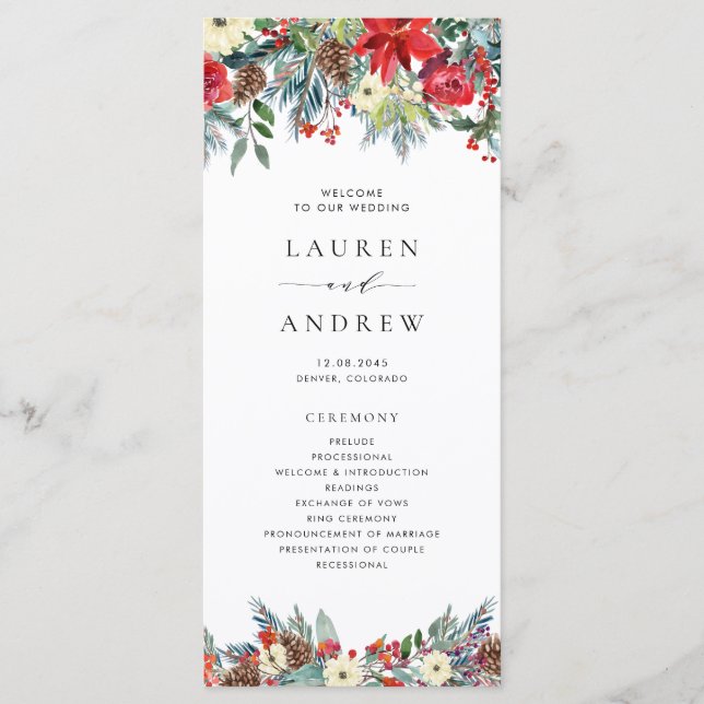 Programme Watercolor Winter Blooms Garland Mariage (Devant)
