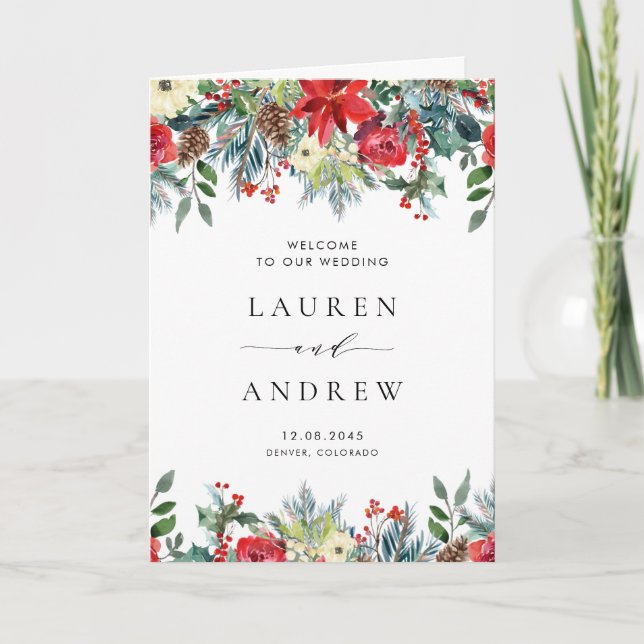 Programme Watercolor Winter Blooms Garland Mariage (Devant)