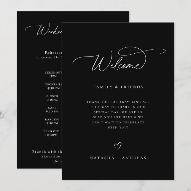 Programme Wedding Welcome Weekend Timeline (Devant / Derrière)