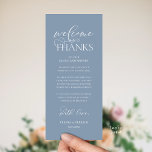 Programme "Welcome and Thanks" Classy Reception Guest Card<br><div class="desc">Make a heartfelt first impression at your wedding reception with this sophisticated "Welcome & Thanks" place card—designed to rest beautifully on each guest’s plate, in dusty blue theme. Featuring graceful script typography and a timeless layout, this elegant card warmly greets your loved ones while expressing gratitude for sharing your special...</div>