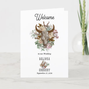 Programme Western Country Boho Cow Mariage Ordre de service