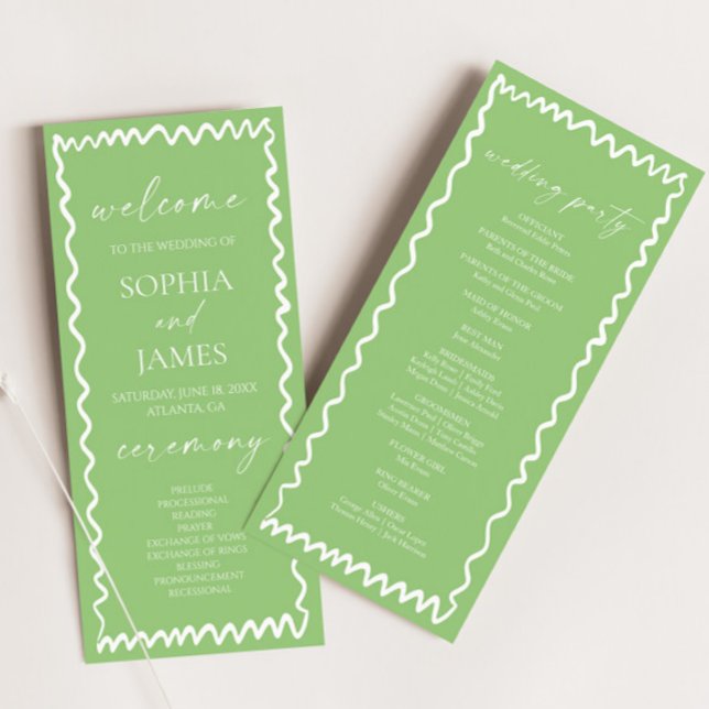 Programme Whimsical Citrus Green Wavy Border Wedding (Créateur téléchargé)