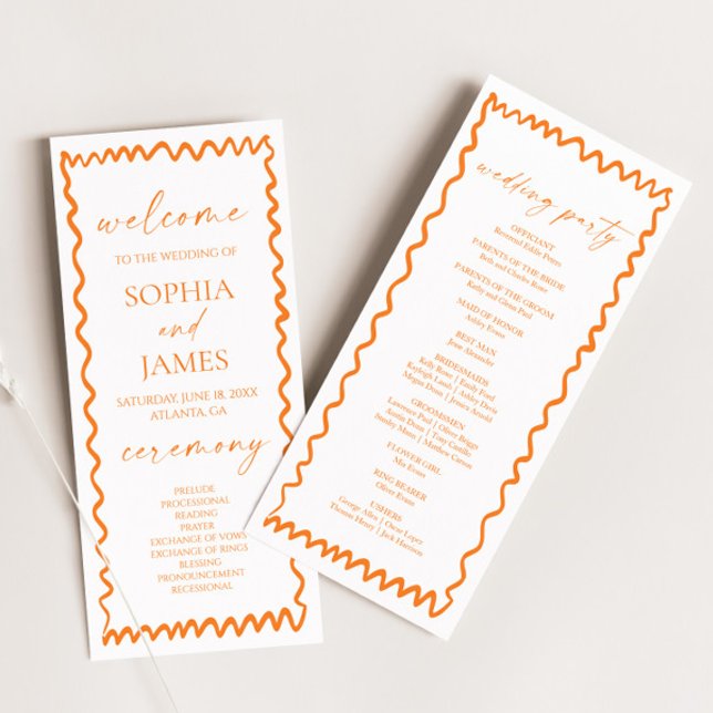 Programme Whimsical Citrus Orange Wavy Border Wedding (Créateur téléchargé)