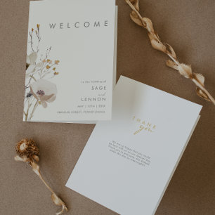 Programme Whimsical Fleur sauvage Ivory Folded Wedding Progr