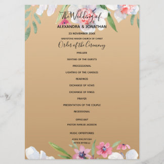 Programme White Narcissus sur Champagne Gold Wedding Program