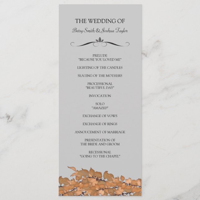 Programmes de cérémonie des mariages (Devant)