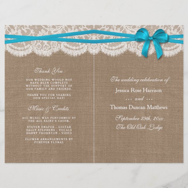 Programmes de collection de Mariages Rustic Blue B (Devant)