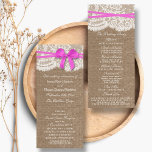 Programmes de collection de Mariages Rustic Pink B<br><div class="desc">La collection rustique de mariage arc rose est un design étonnant avec un joli arrière - plan rustique effet burlap avec un ensemble romantique vintage effet dentelle blanche et un superbe arc rose. Ces programmes peuvent être personnalisés pour votre occasion spéciale et feraient le modèle parfait pour les mariages, douches...</div>