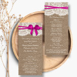 Programmes de collection de Mariages Rustic Pink B<br><div class="desc">La collection rustique de mariage arc rose est un design étonnant avec un joli arrière - plan rustique effet burlap avec un ensemble romantique vintage effet dentelle blanche et un superbe arc rose. Ces programmes peuvent être personnalisés pour votre occasion spéciale et feraient le modèle parfait pour les mariages, douches...</div>