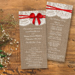 Programmes de collection de Mariages Rustic Red Bo<br><div class="desc">La collection rustique de mariage d'arc rouge est un design époustouflant avec un joli arrière - plan rustique effet burlap avec un cadre romantique vintage effet dentelle blanche et un arc rouge étonnant. Ces programmes peuvent être personnalisés pour votre occasion spéciale et feraient le modèle parfait pour les mariages, douches...</div>