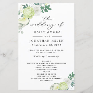 Programmes de fleurs blanches et vertes