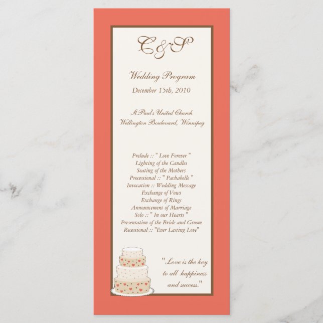 Programmes de gâteau Mariage rouge/crème (Devant)