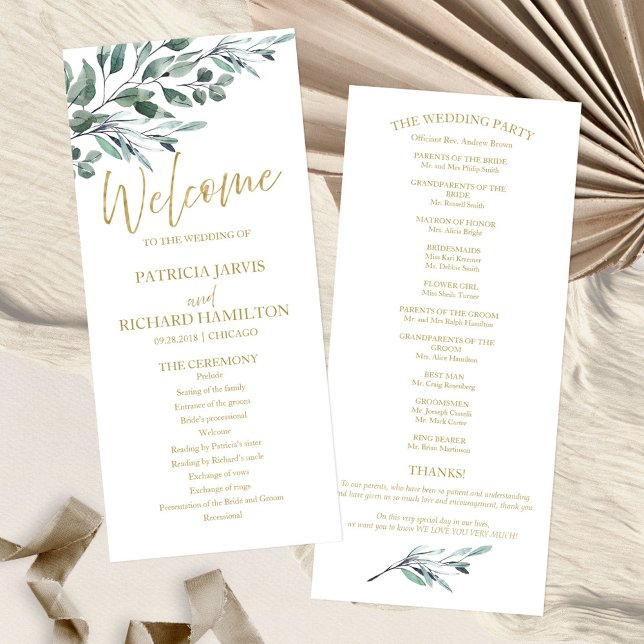 Programmes de mariage à feuilles d'eucalyptus 4x9 (Créateur téléchargé)