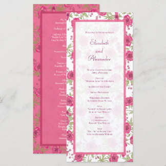 Programmes de mariage à la rose rose vif