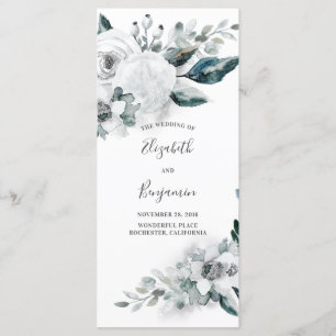 Programmes de mariage à l'aquarelle blanche