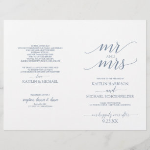 Programmes de mariage à typographie élégante Dusty