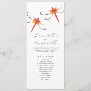 Programmes de mariage Aquarelle rouge libellule