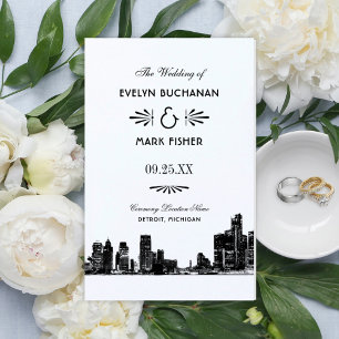 Programmes de mariage Art Déco Noir de Detroit Sky