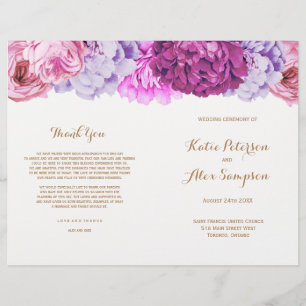 Programmes de mariage avec de jolies fleurs d'aqua
