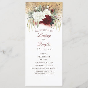 Programmes de mariage blanc et bourguignon rouge f