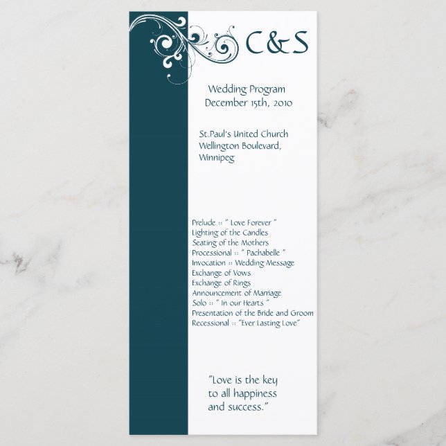 Programmes de mariage blanc/marine de Filigree (Devant)