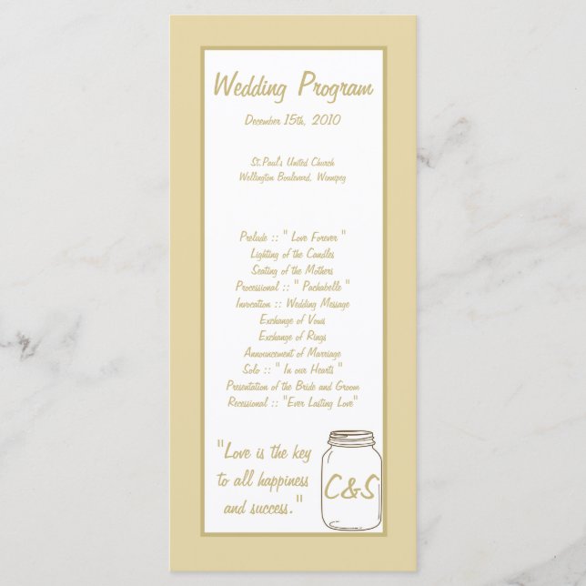 Programmes de mariage Brown/Tan Mason Jar (Devant)