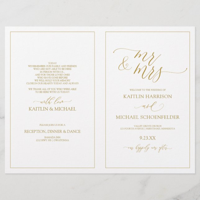 Programmes de mariage Calligraphie mince élégante  (Devant)