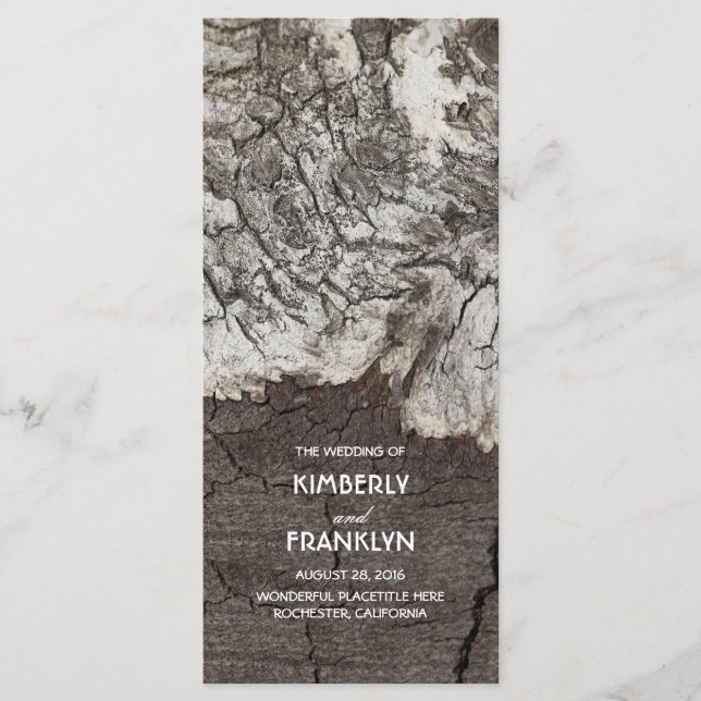 Programmes de Mariage campagnard d'écorce de boule (Devant)