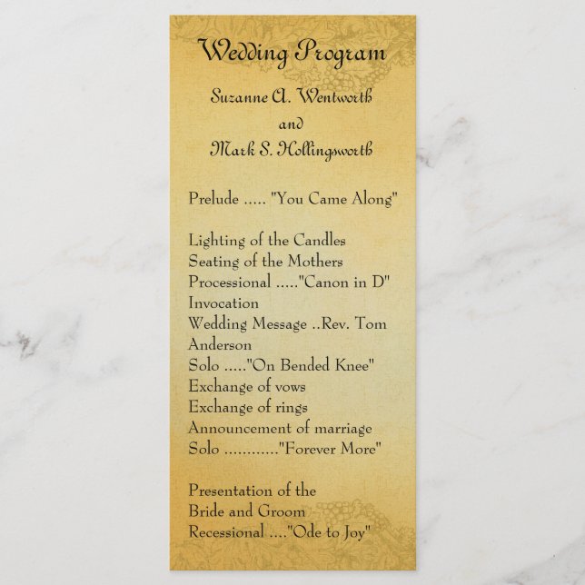 Programmes de Mariage campagnard du vin (Devant)
