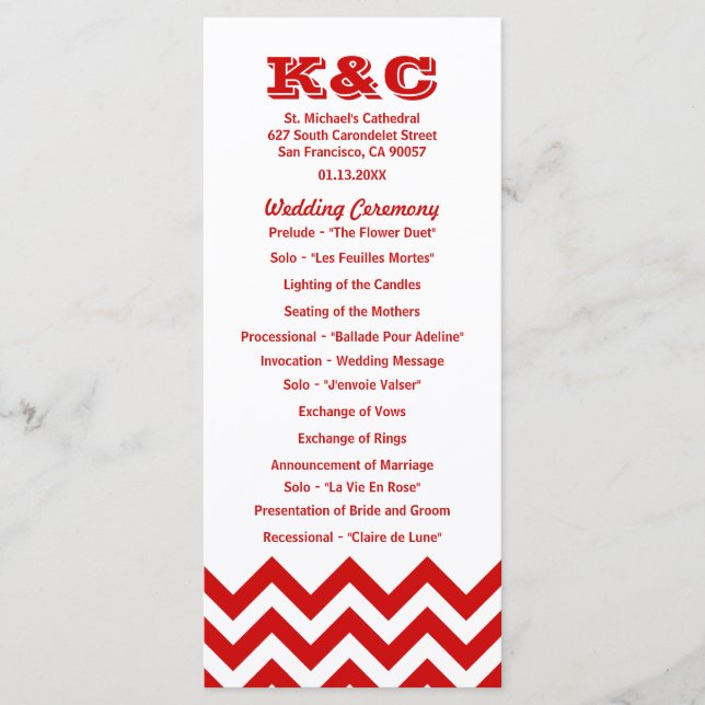 Programmes de mariage Chevron (Devant)