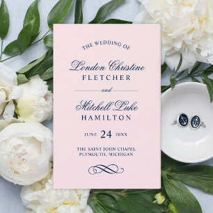 Programmes de mariage classiques élégants rose et