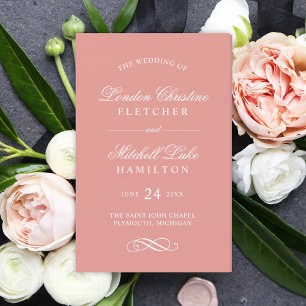 Programmes de mariage classiques rose doré et blan
