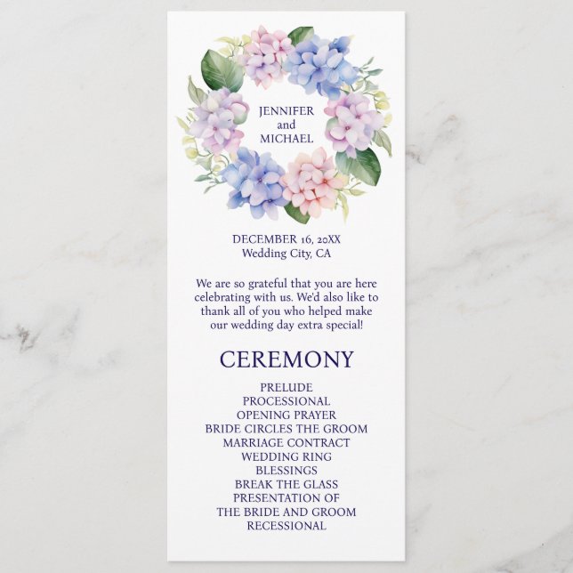 Programmes de mariage de fleurs de printemps d'hor (Devant)