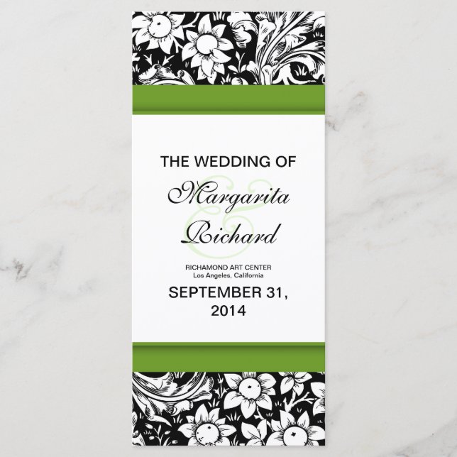 programmes de mariage de fleurs noires et blanches (Devant)