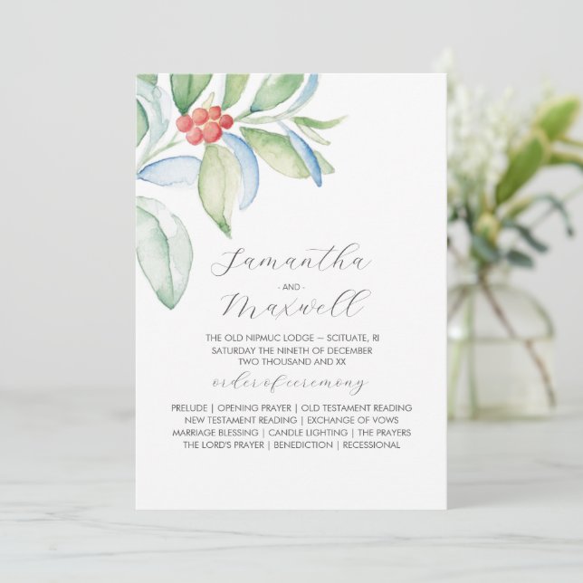 Programmes de mariage de Noël Élégante verdure d'h (Debout devant)