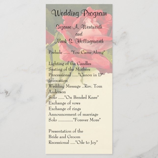 Programmes de mariage des Roses vintages (Devant)