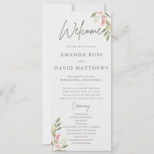 Programmes de mariage élégants aux fleurs simples