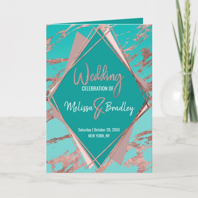 Programmes de mariage en marbre de couleur sarcell (Devant)