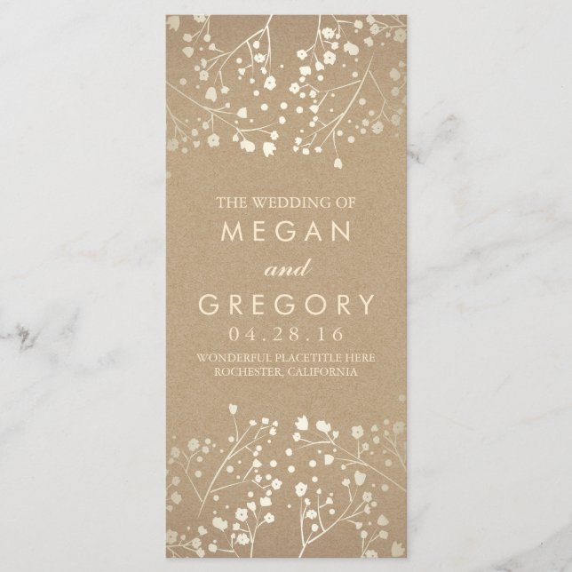 Programmes de mariage en or Baby's Breath (Devant)