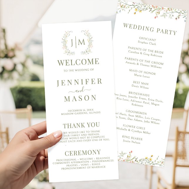 Programmes de mariage Fleurs de prairie sauvage co (Créateur téléchargé)